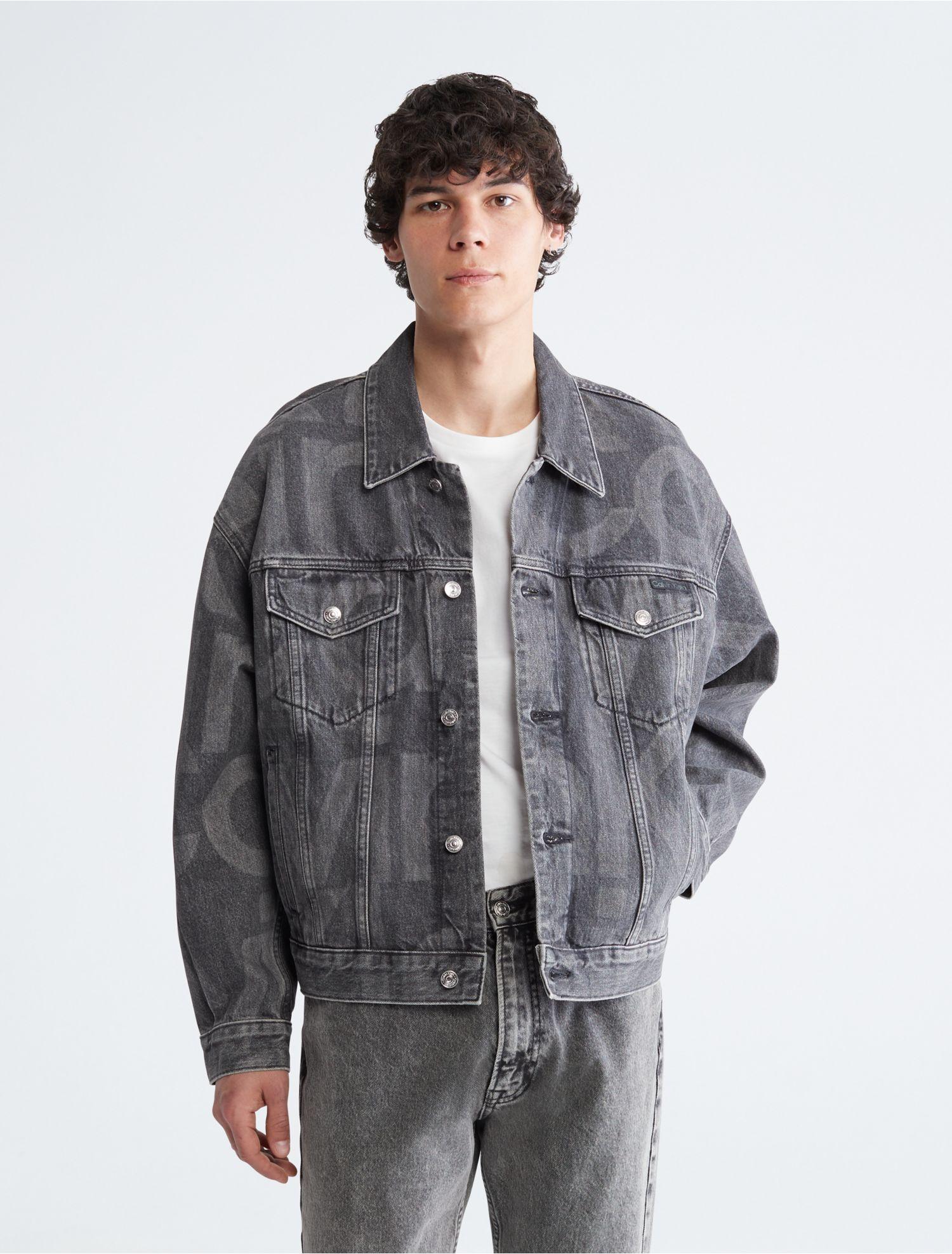 Calvin Klein Black Denim Archive Trucker Jacket in Gray for Men | Lyst
