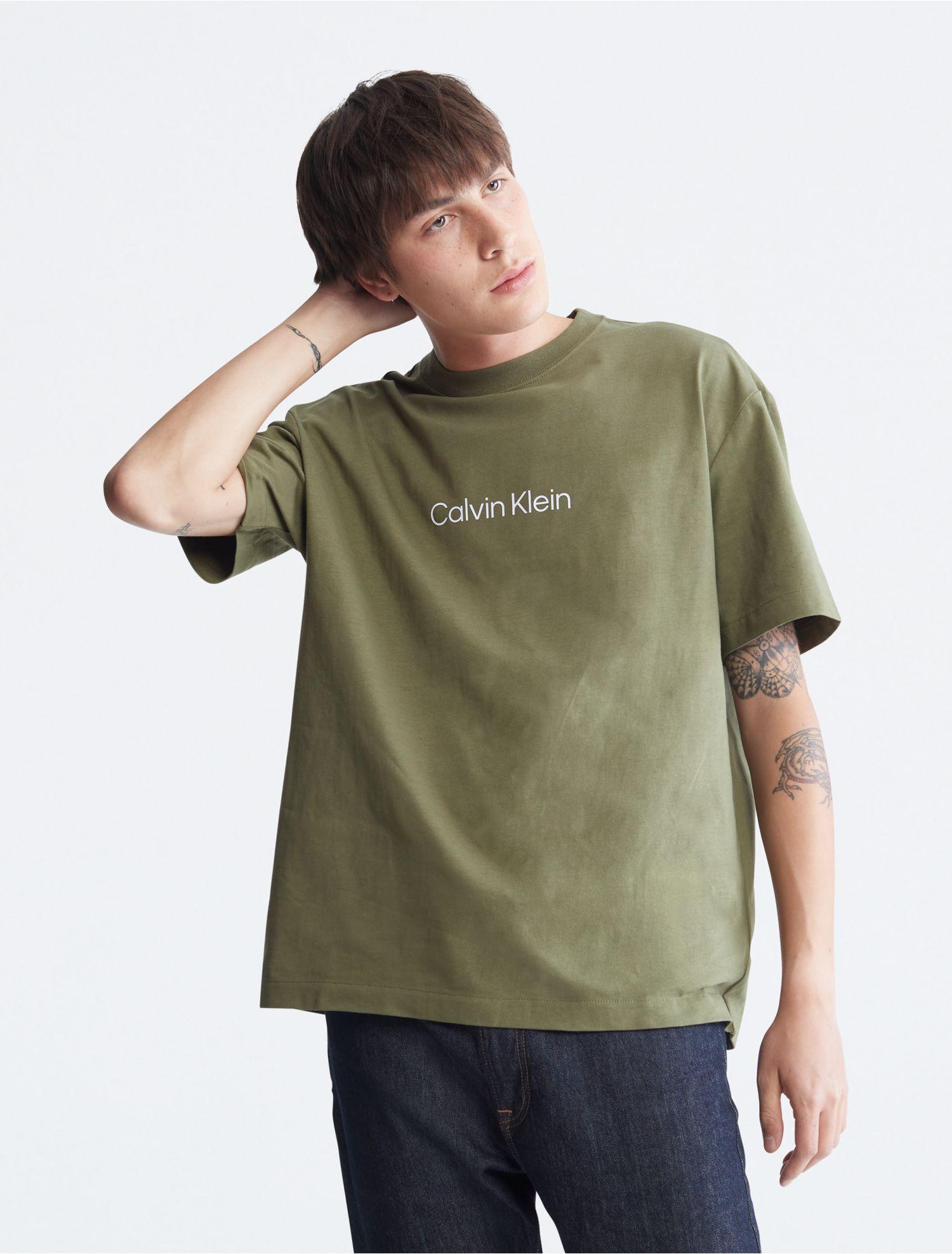 Calvin Klein Relaxed Fit Standard Logo Crewneck T-shirt in Green for Men |  Lyst