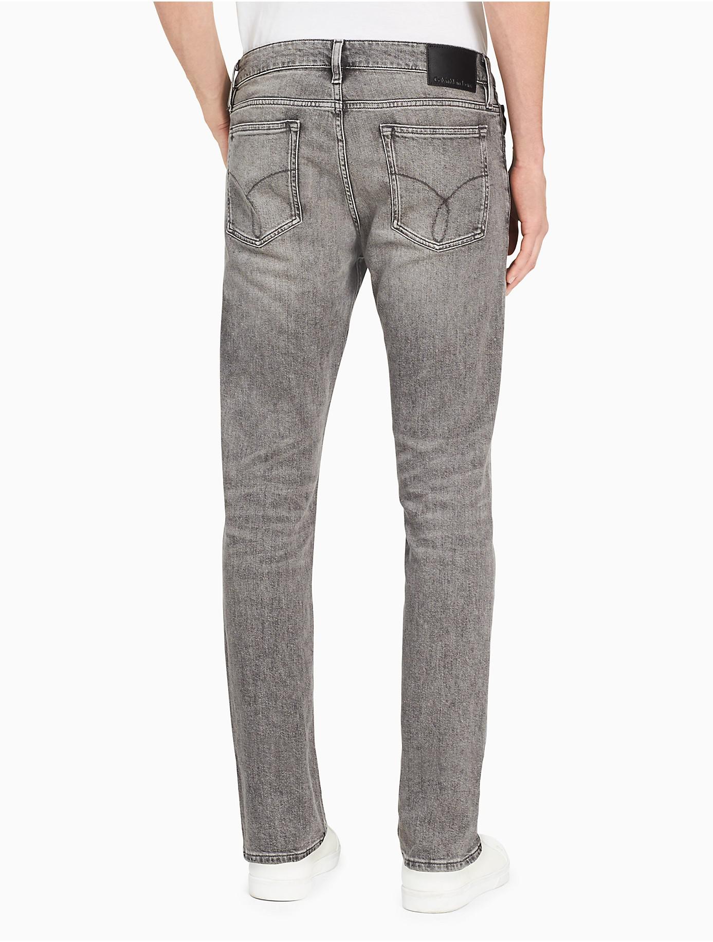 Calvin Klein Slim Straight Faded Grey Jeans in Gray for Men | Lyst