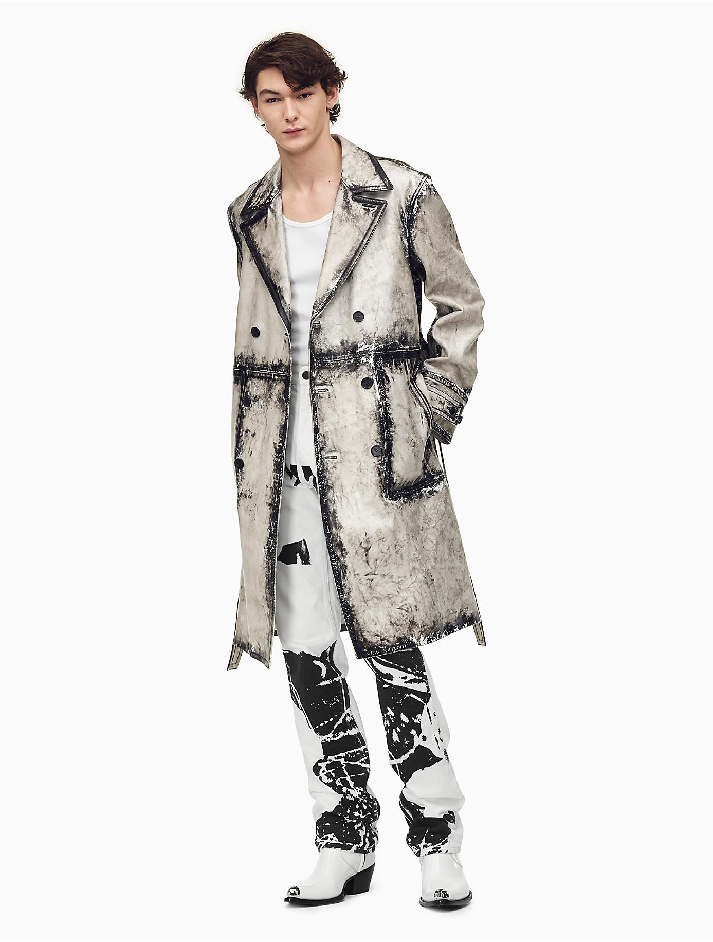 calvin klein leather trench coat