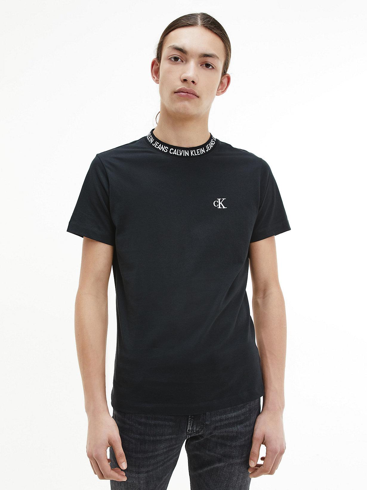 Calvin Klein Slim T-Shirt mit Logo-Kragen in Schwarz für Herren | Lyst DE