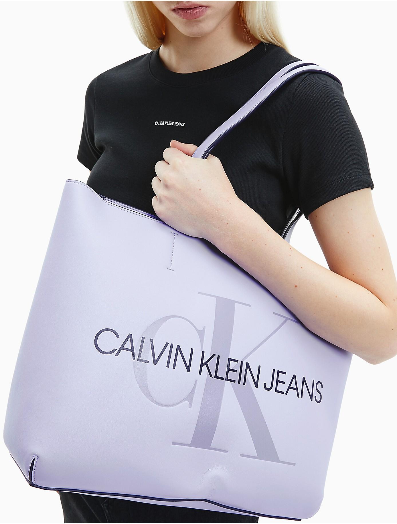 Calvin Klein Monogram Logo Shopper Tote Bag in Purple - Lyst