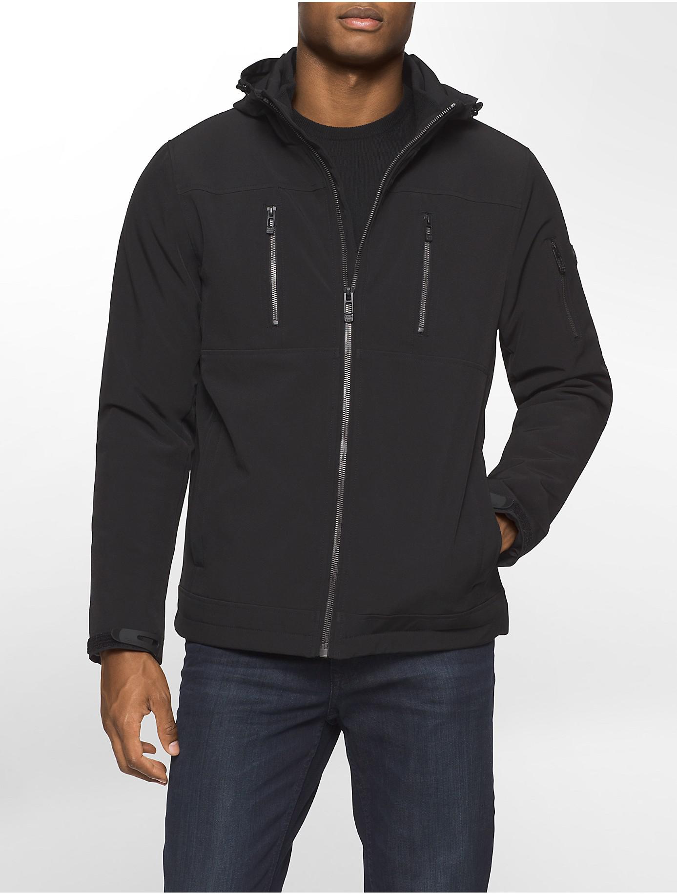 Calvin Sherpa Fleece Soft Shell Hooded Jacket in Black Men | Lyst