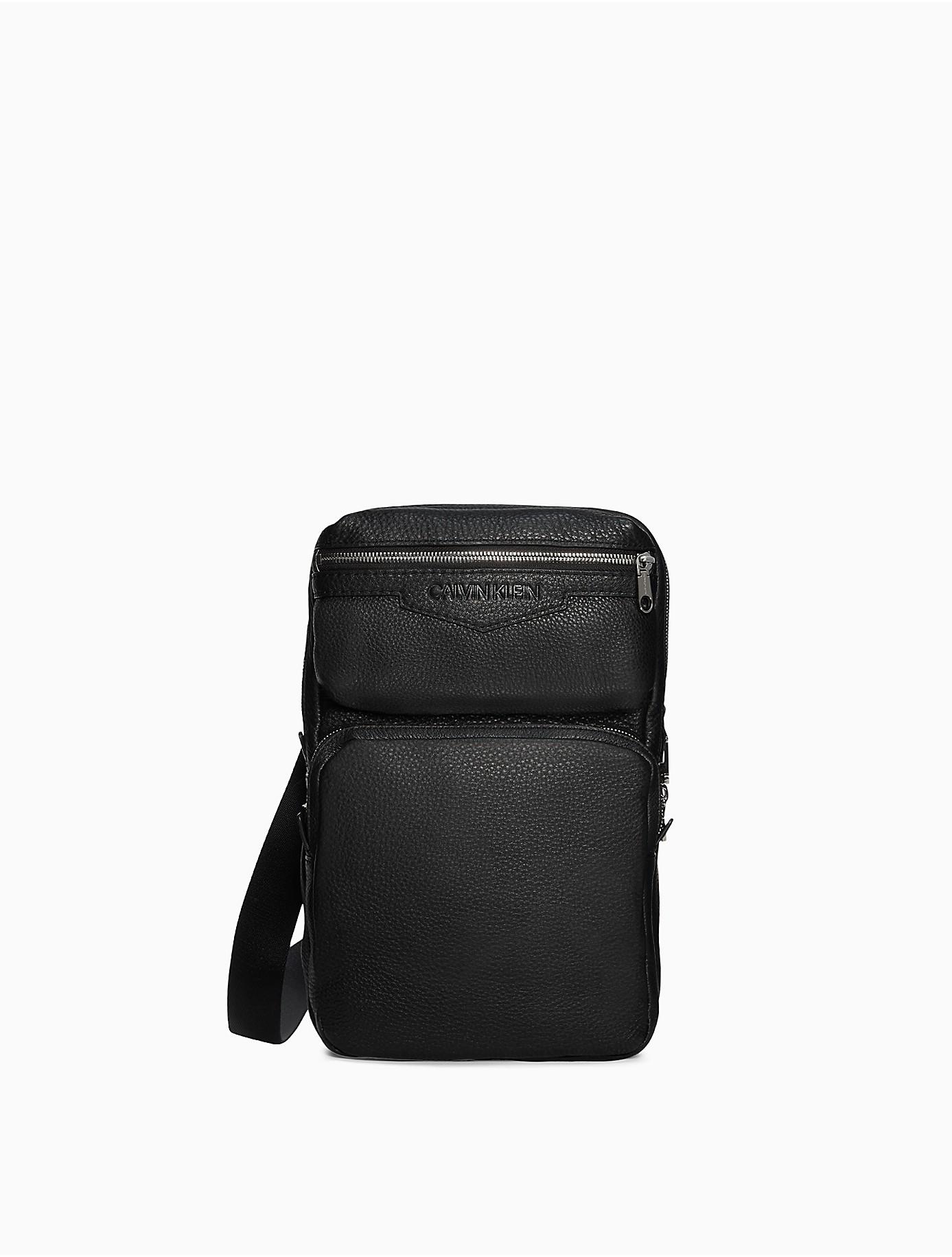Calvin Klein Pebble Essentials Leather Sling Backpack in Black for Men