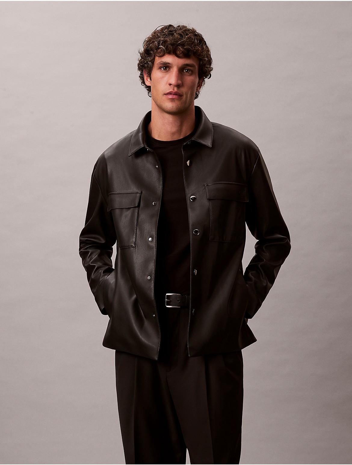 Calvin Klein Calvin Klein Faux Leather Relaxed Shirt Jacket in Black for  Men | Lyst
