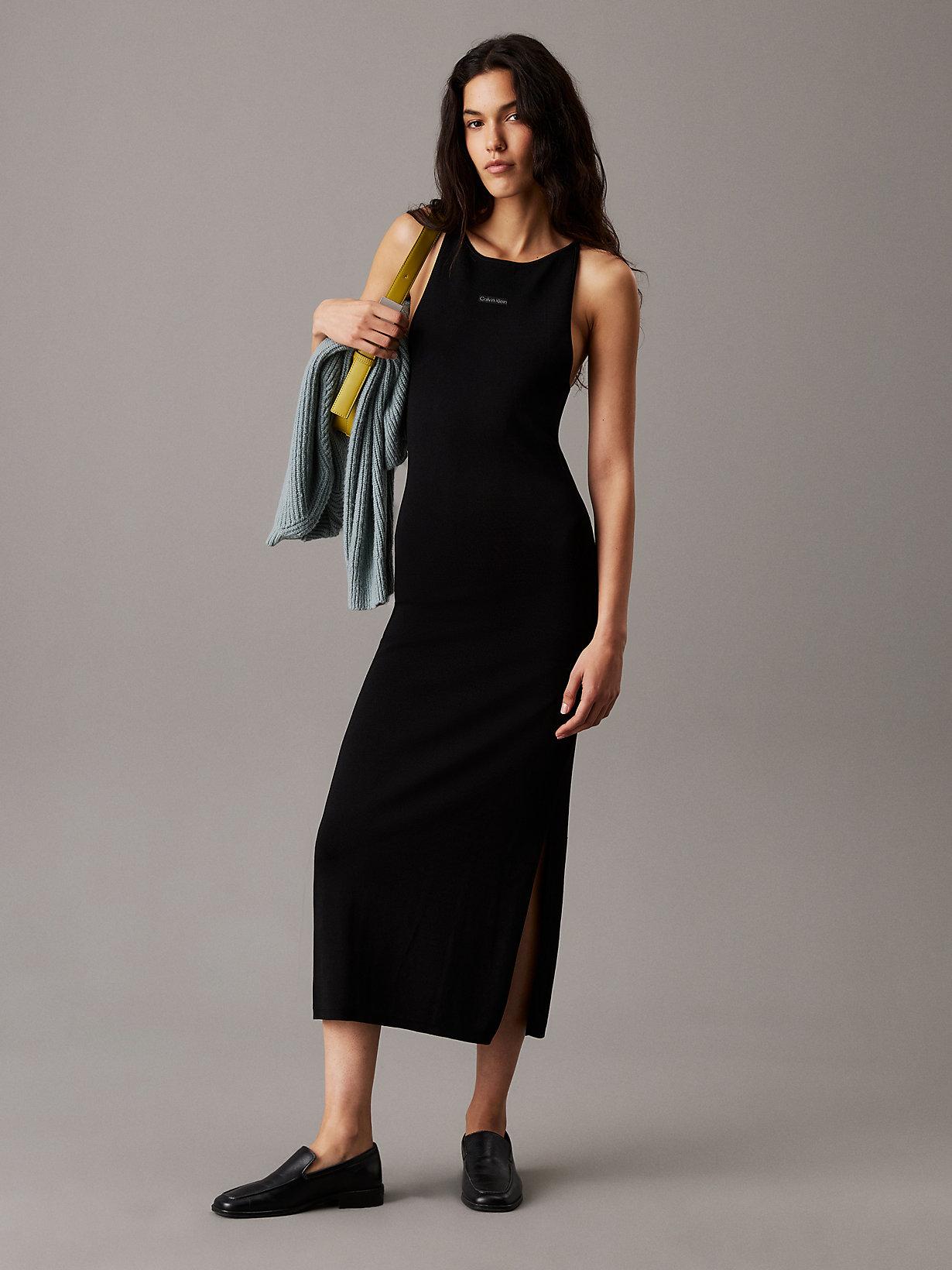 calvin klein long black dress Women's Cutout Cotton Maxi - gentle cycle Wash Bonny wool and linen-blend midi