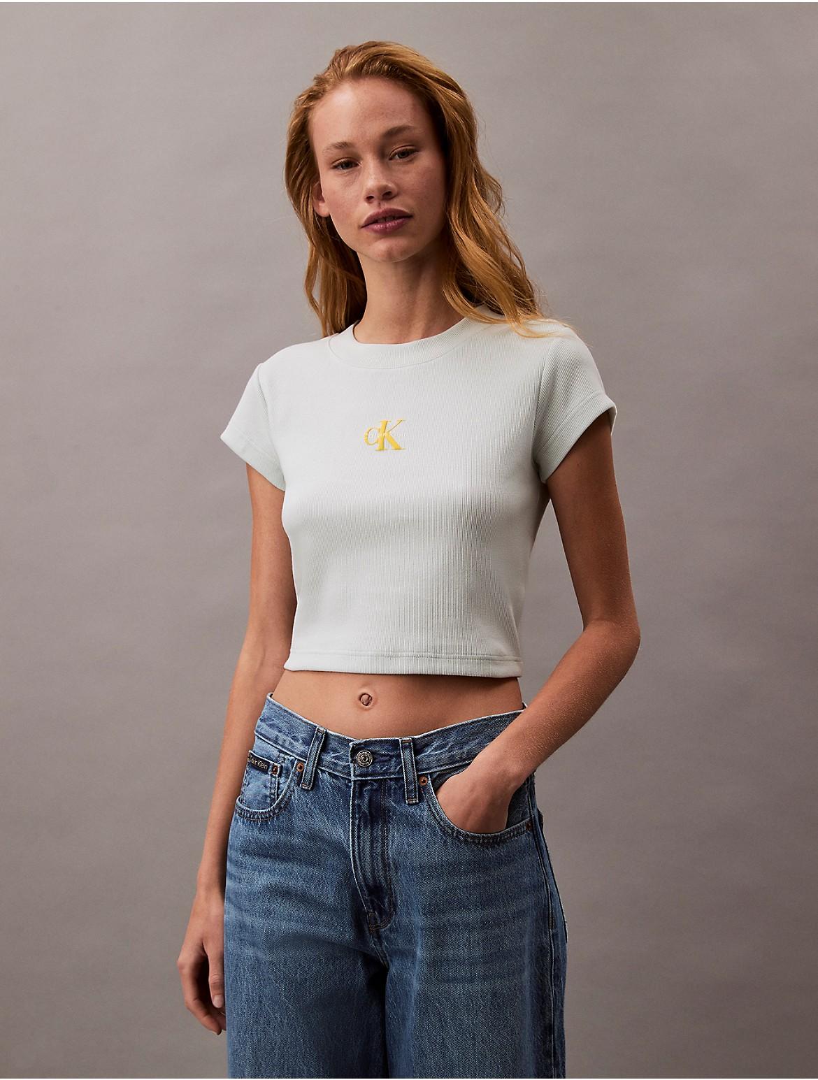 Calvin Klein Jeans Women's Banded Crop Shoulder Pad Tee