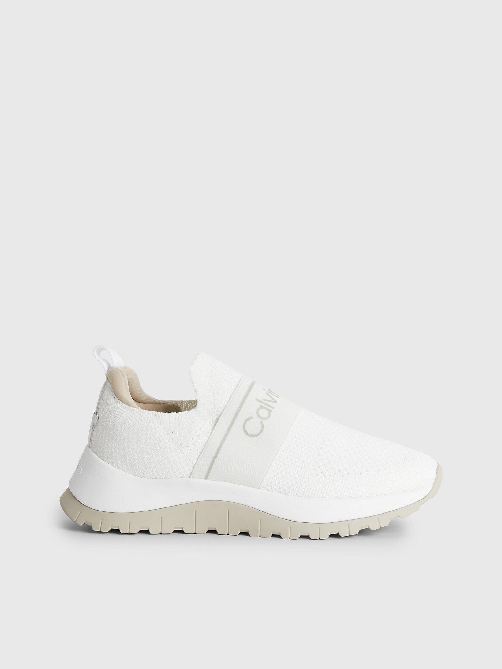 Calvin Klein Recycled Knit Slip-on Trainers in Natural | Lyst UK