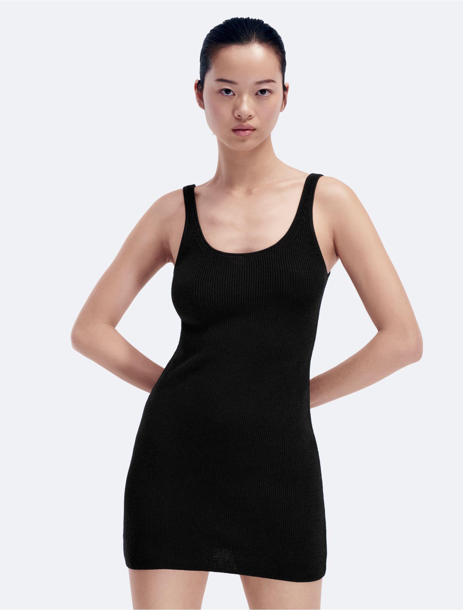 Calvin Klein Knit Mini Dress Black in | Lyst