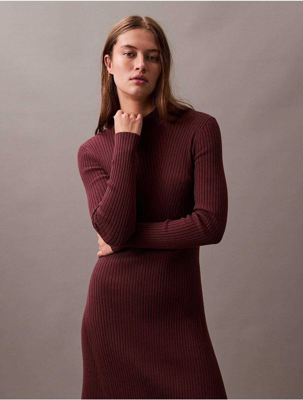 Calvin Klein Sweater Dresses Maroon Calvin Klein Long Sweater Burgundy Ck  Sweater Dress Calvin