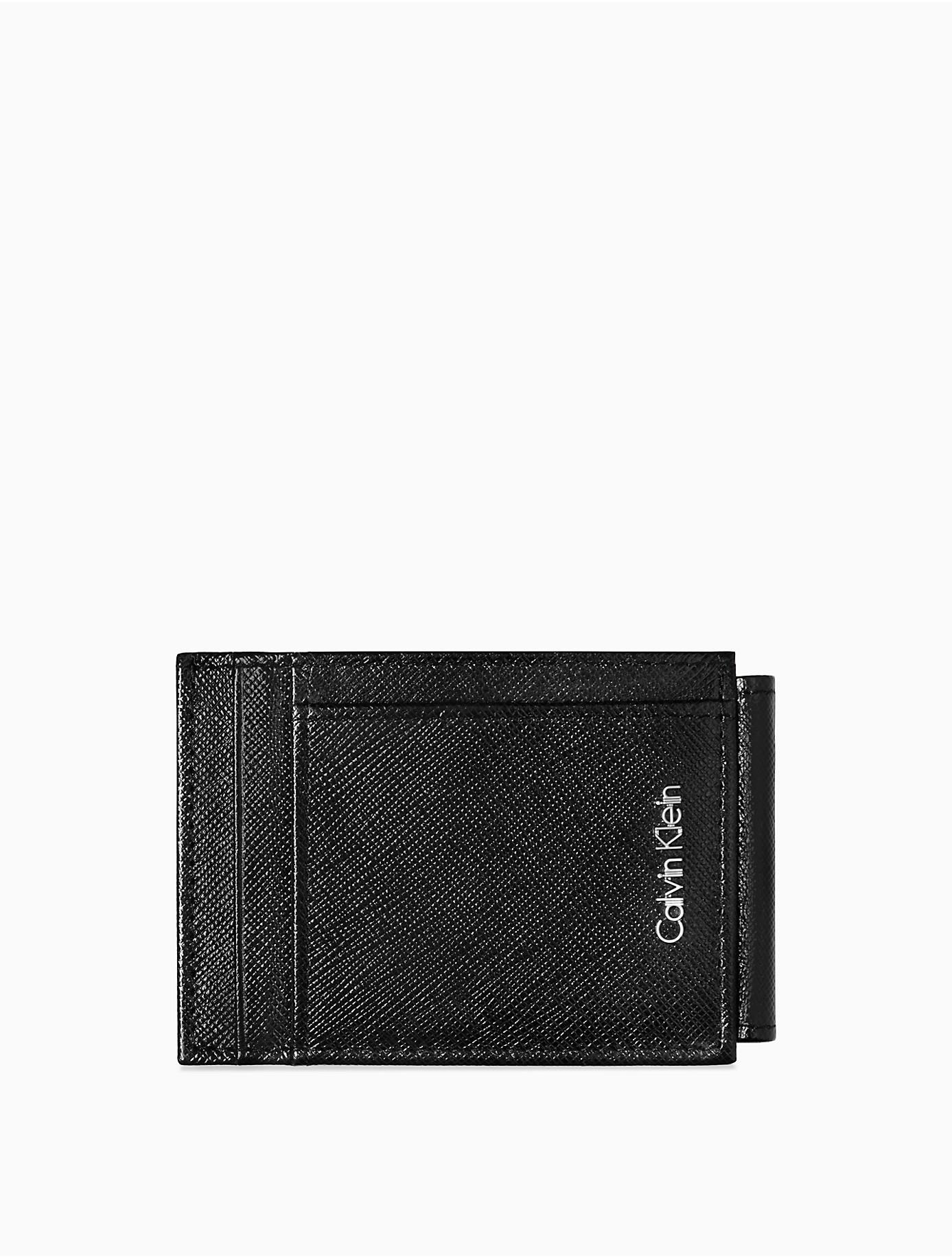 Calvin Klein Saffiano Leather Magnetic Card Case in Black for Men | Lyst