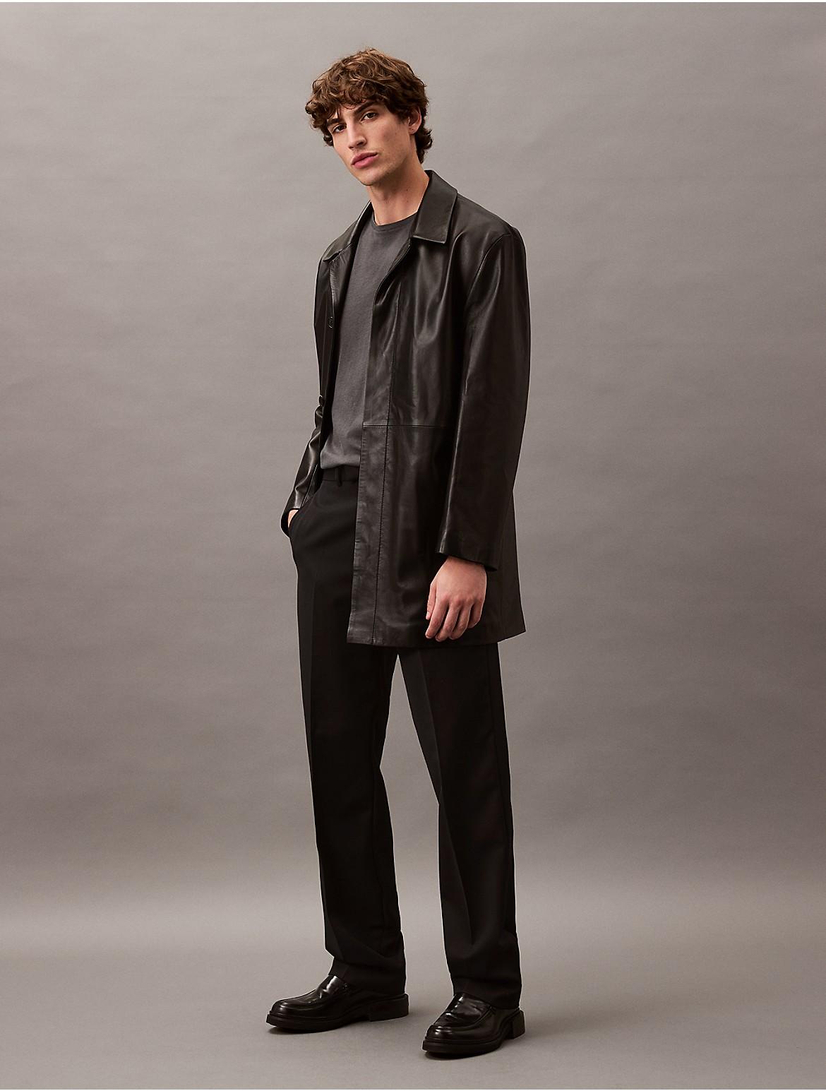 Calvin Klein Mens Car Coat Calvin Klein Lamb Leather Car Coat In