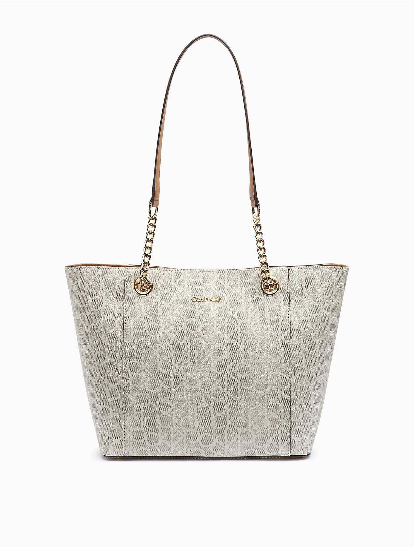 calvin klein monogram chainlink tote bag