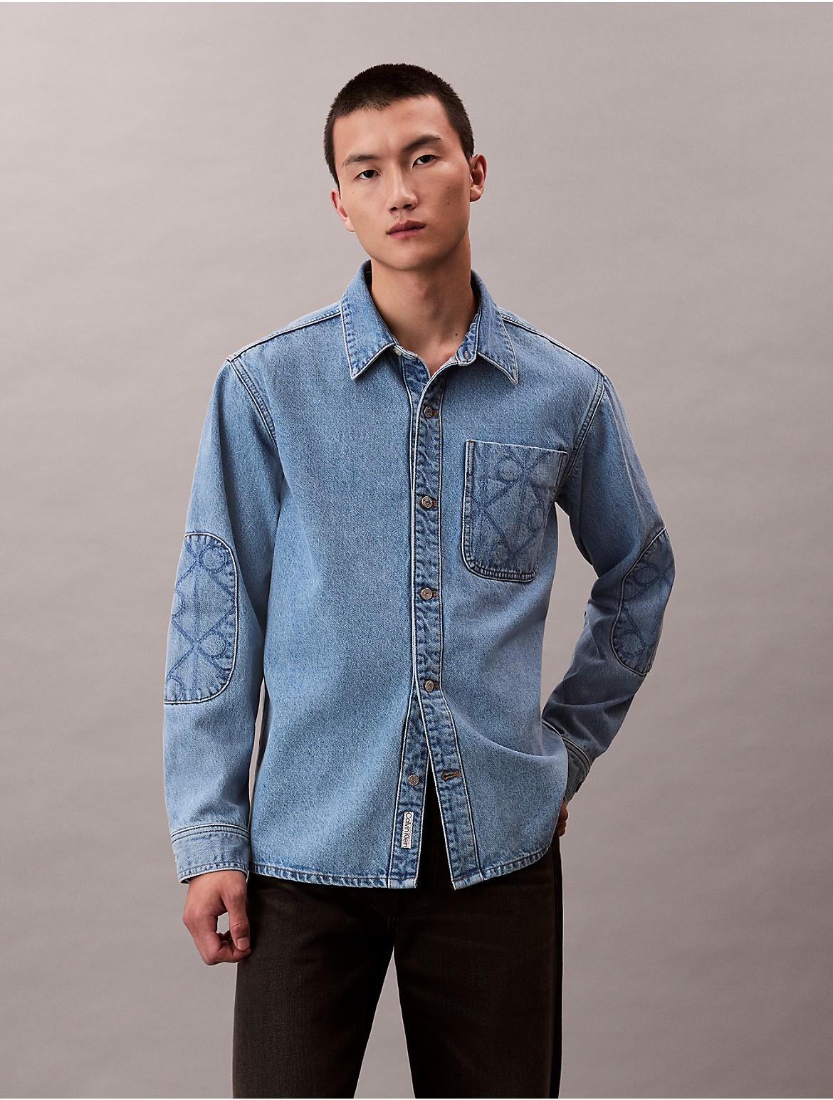 ジャケット・アウター Emblem Logo Denim Shirt Calvin Klein Calvin Klein 90S Emblem Denim Overshirt in Blue for
