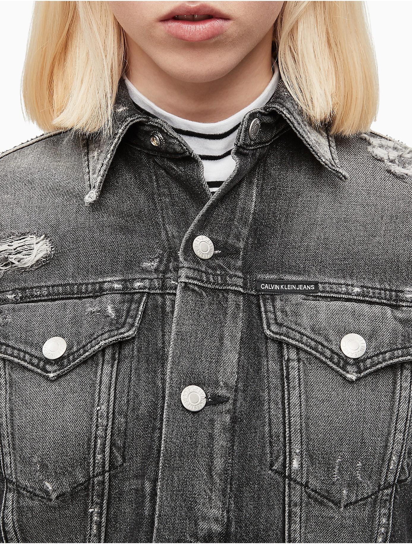calvin klein black denim trucker jacket