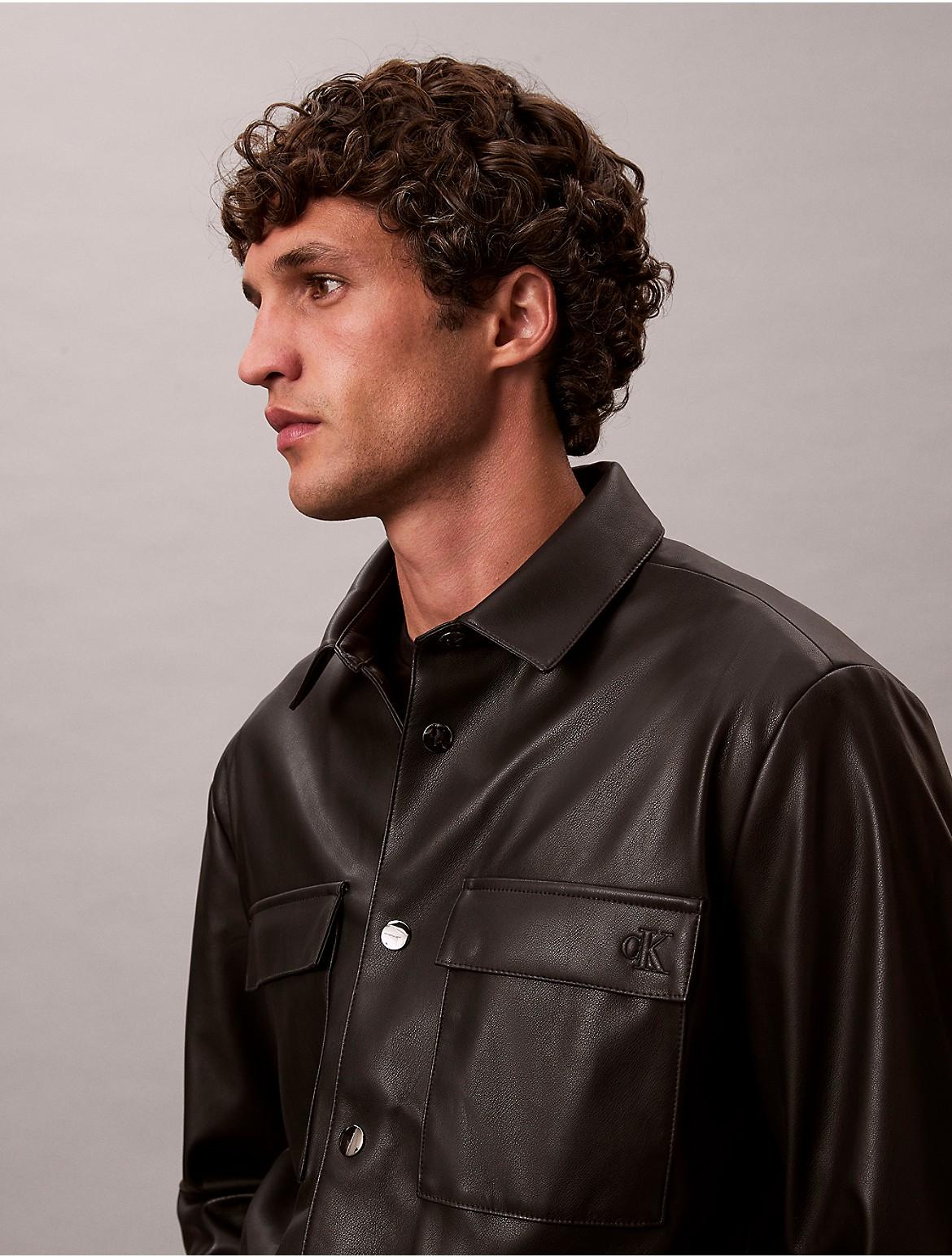 Calvin Klein Calvin Klein Faux Leather Relaxed Shirt Jacket in Black for  Men | Lyst