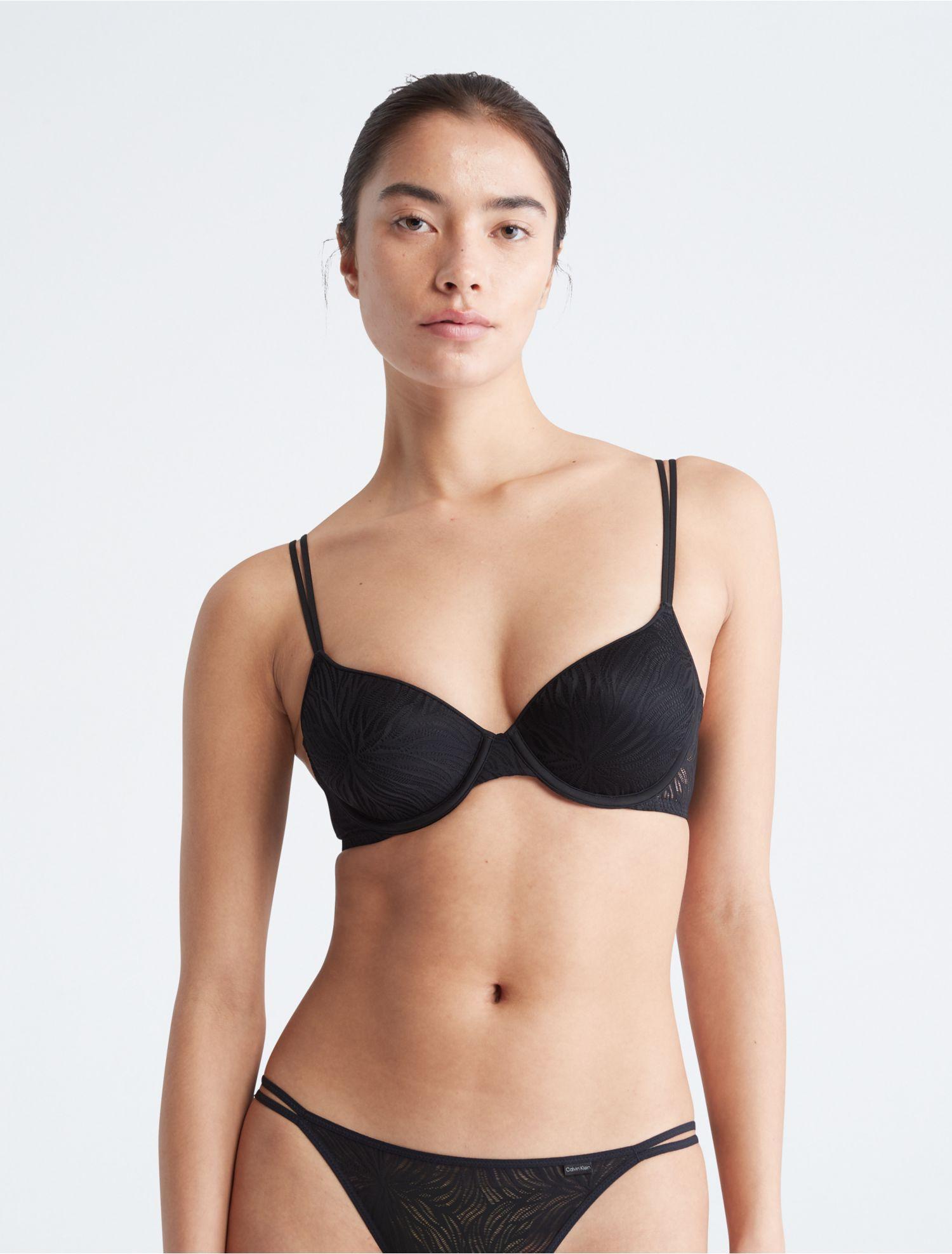 Calvin Klein Sheer Marquisette Lace Lightly Lined Demi Bra In Black Lyst 