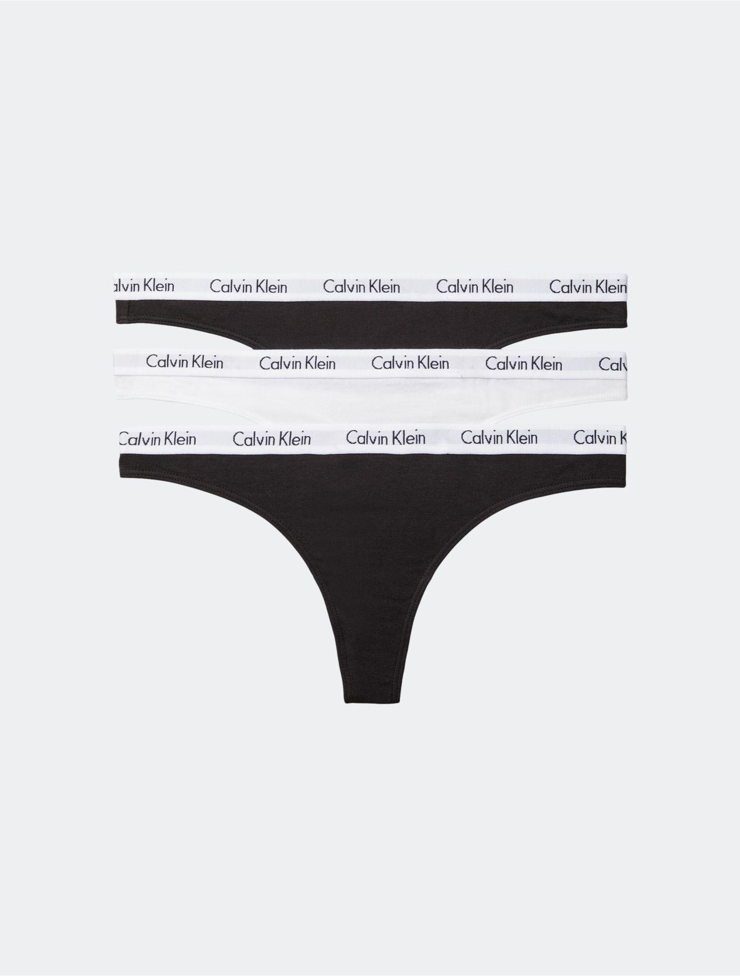 Calvin Klein Carousel Logo Cotton 3-pack Thong in Black | Lyst