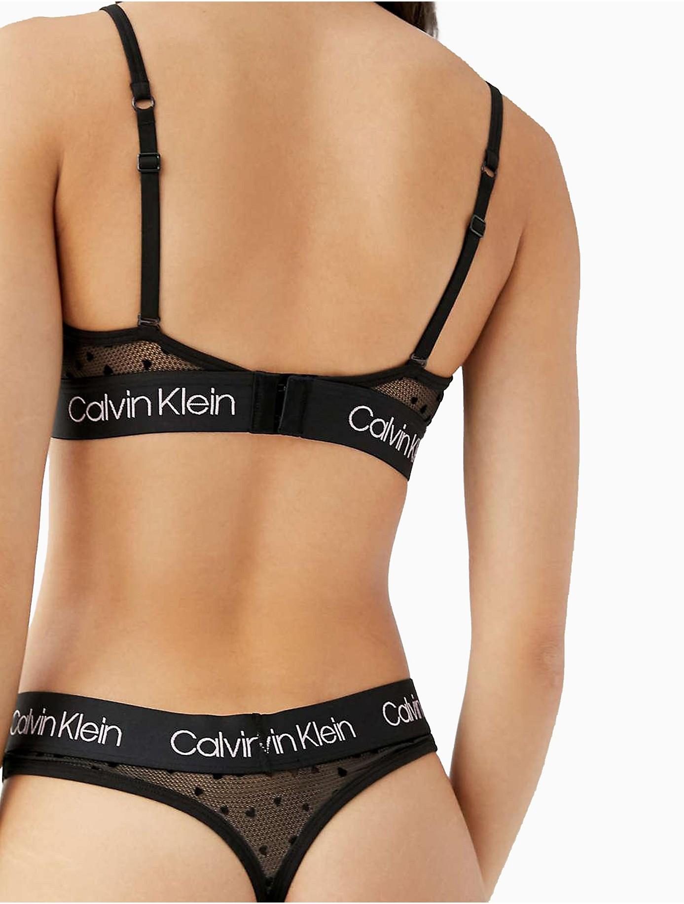Calvin Klein Heart Mesh Triangle Unlined Bralette in Black | Lyst