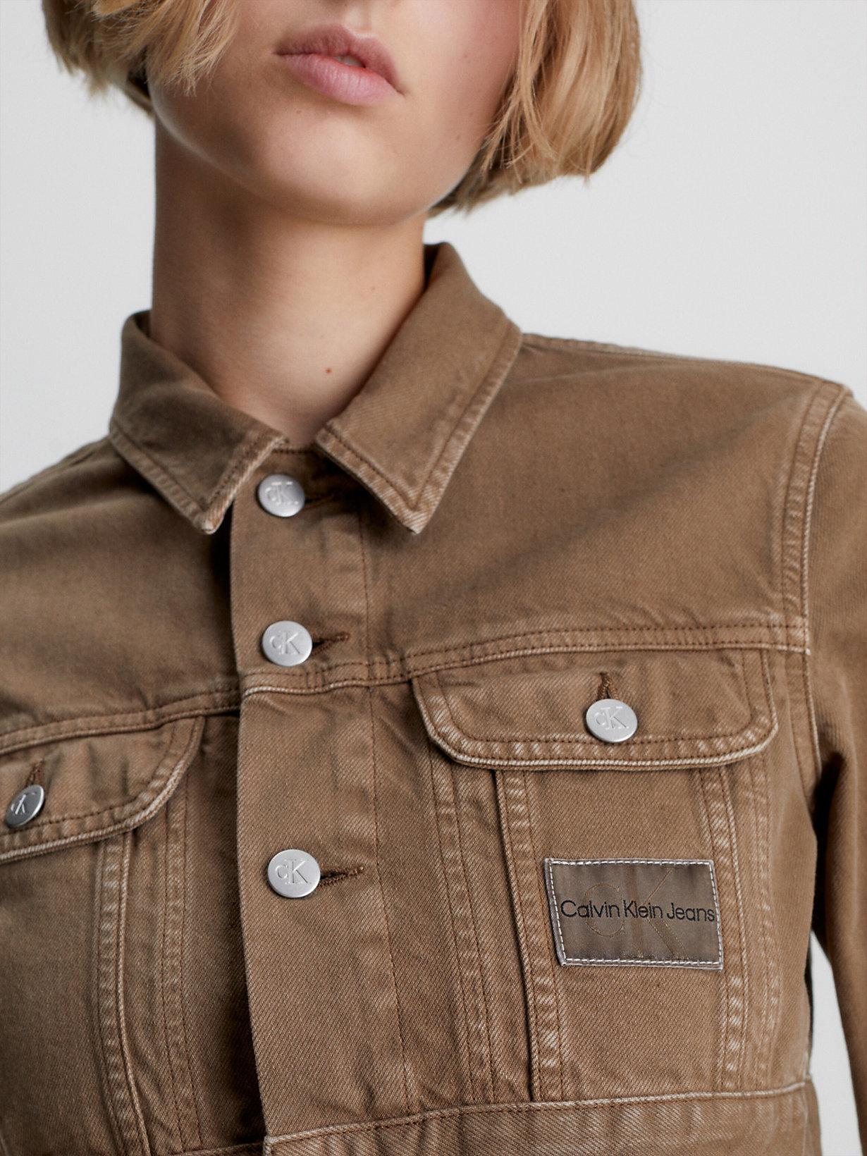 cropped brown denim jacket