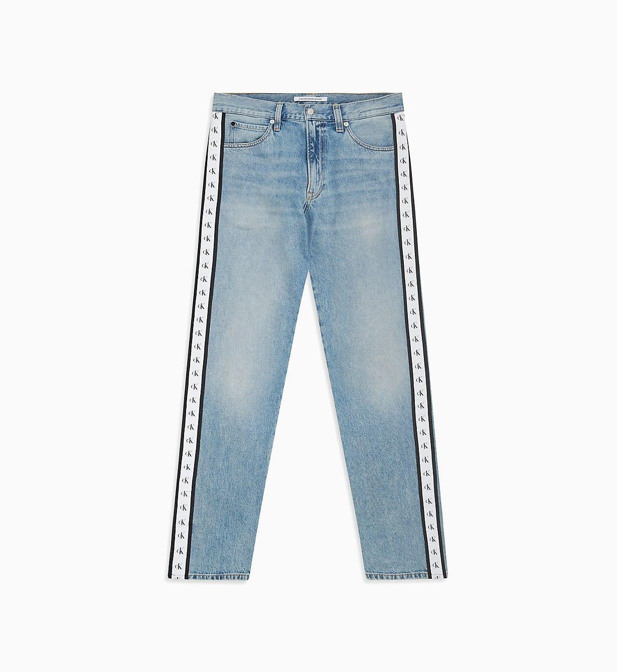 Calvin Klein Denim Ckj 035 Straight Side Logo Jeans in Denim (Blue) for Men - Lyst
