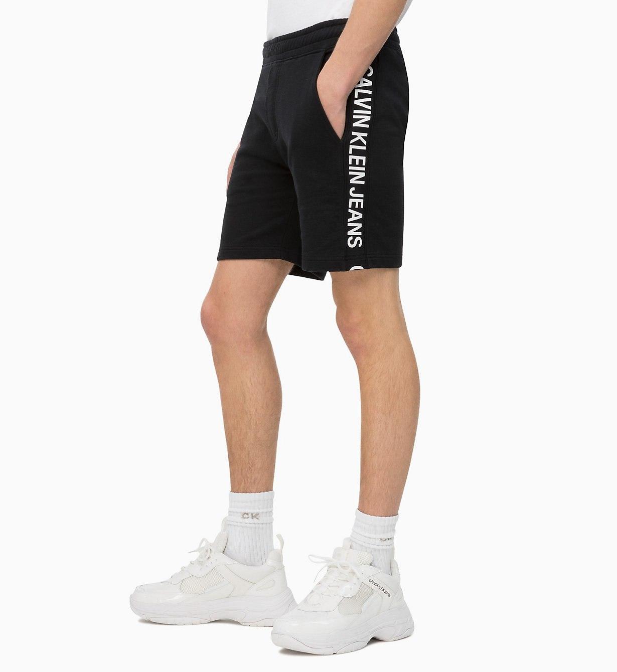 Calvin Klein Cotton Side Logo Jogging Shorts in Black for Men - Lyst