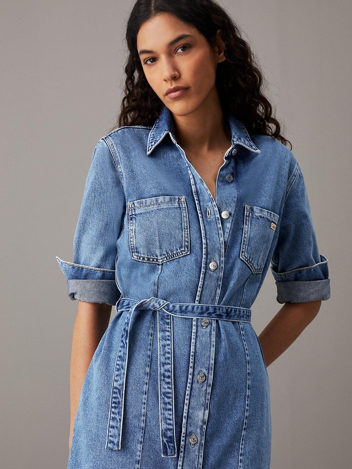 Robe-Chemise En Jean Avec Ceinture Calvin Klein en coloris Bleu Lyst