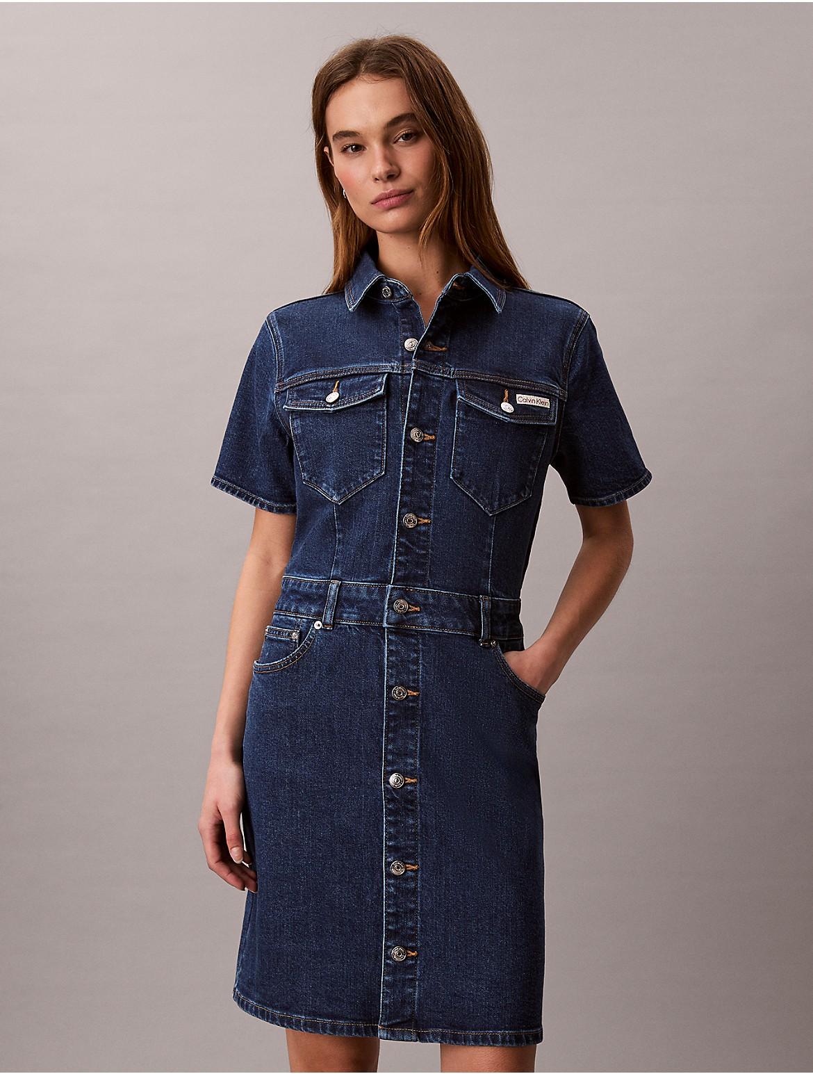 Calvin Klein Calvin Klein Denim Mini Trucker Dress in Blue | Lyst