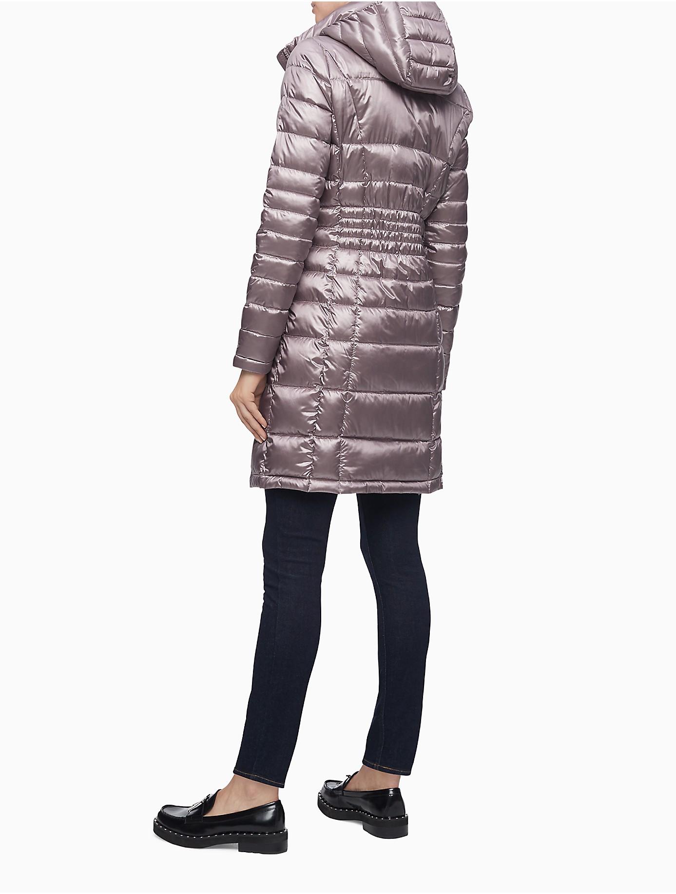 calvin klein long packable puffer coat