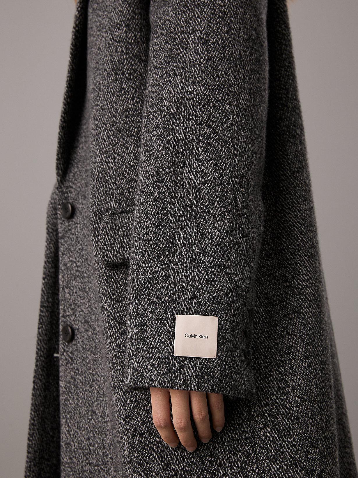 Calvin Klein Oversized Wool Herringbone Coat in Grey Lyst UK