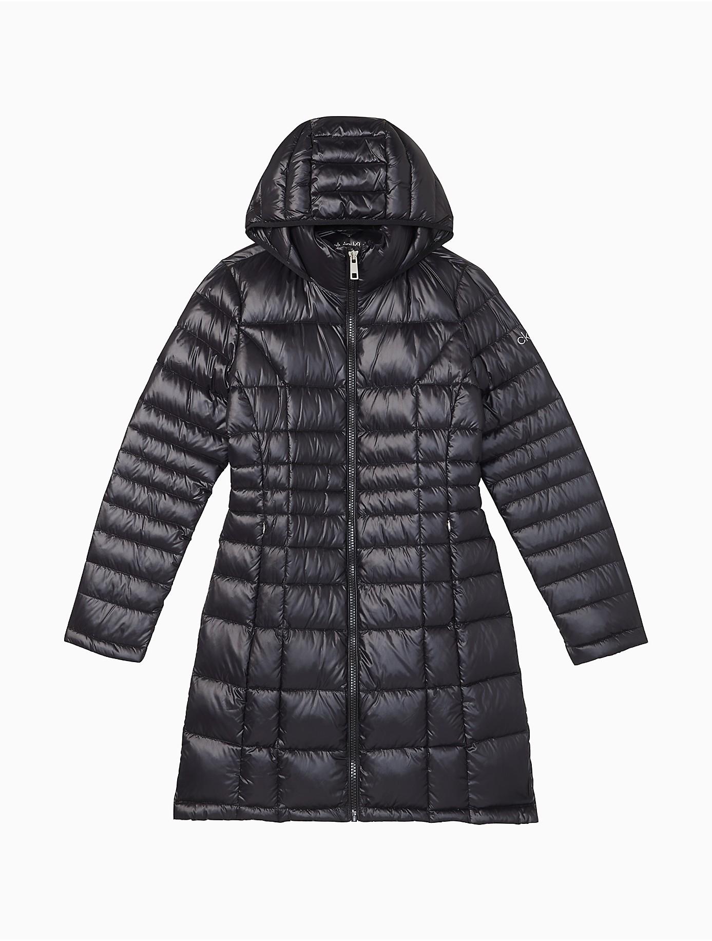 Calvin Klein Synthetic Packable Down Hooded Long Puffer Coat in Black - Lyst