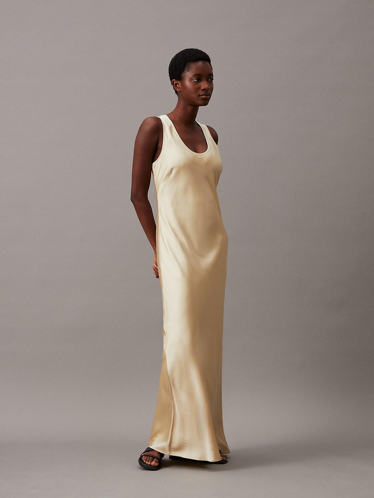 Calvin Klein Slim Satin Tank Ankle Dress in Brown Lyst UK