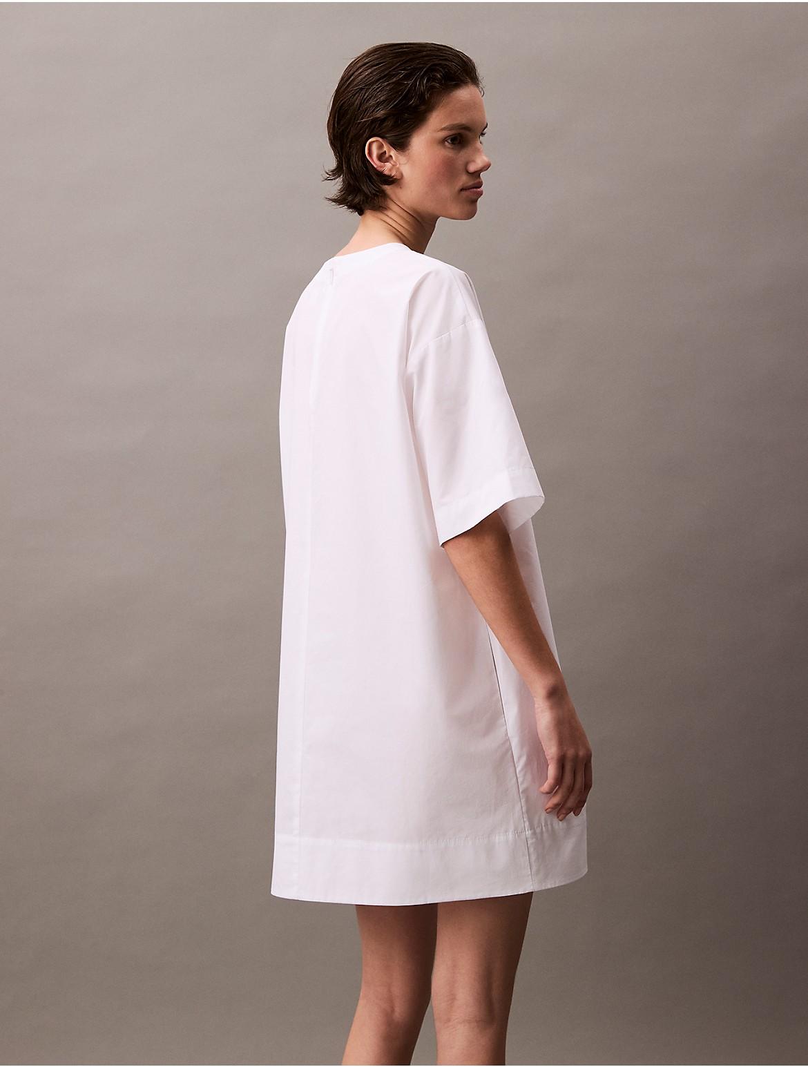 calvin klein white cotton dress Cotton Poplin Mini Shirt Dress