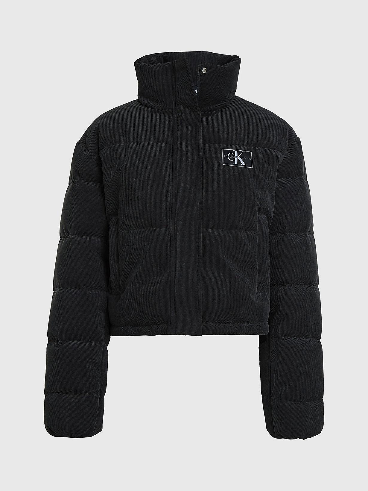 Cropped corduroy top puffer jacket