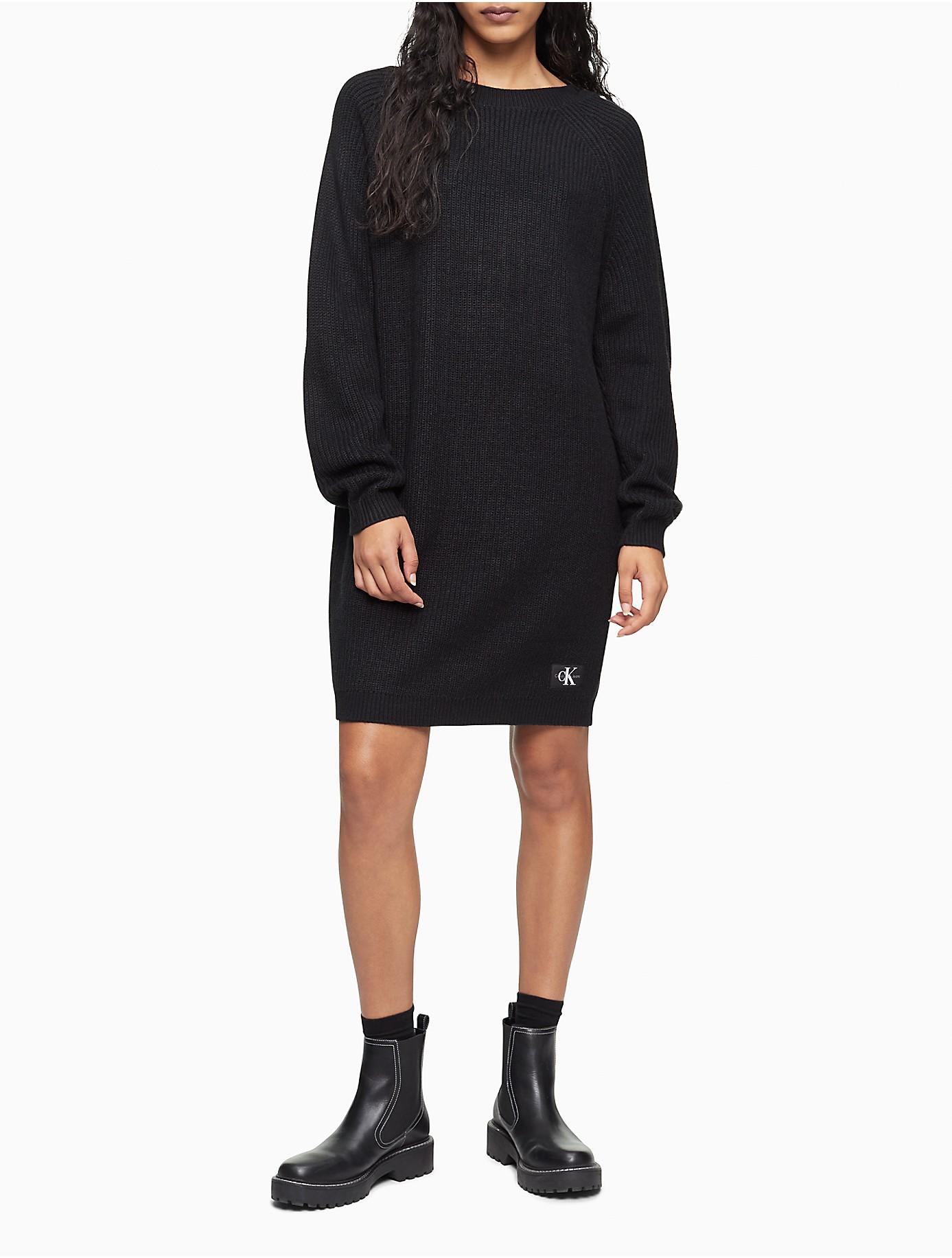 Calvin Klein Open Back Cocoon Sweater Dress in Black | Lyst