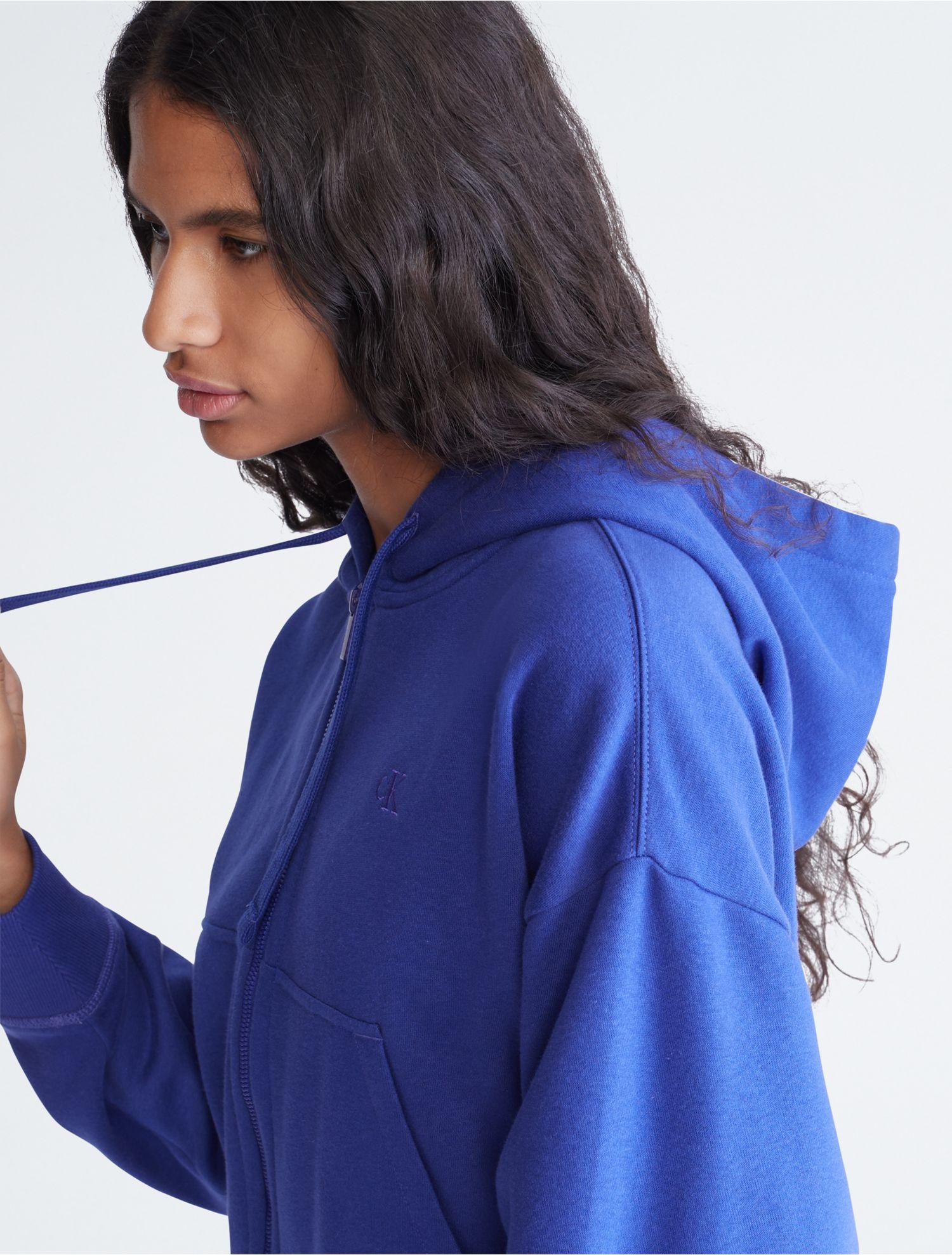 Calvin Klein Archive Logo Fleece Zip Hoodie in Blue | Lyst