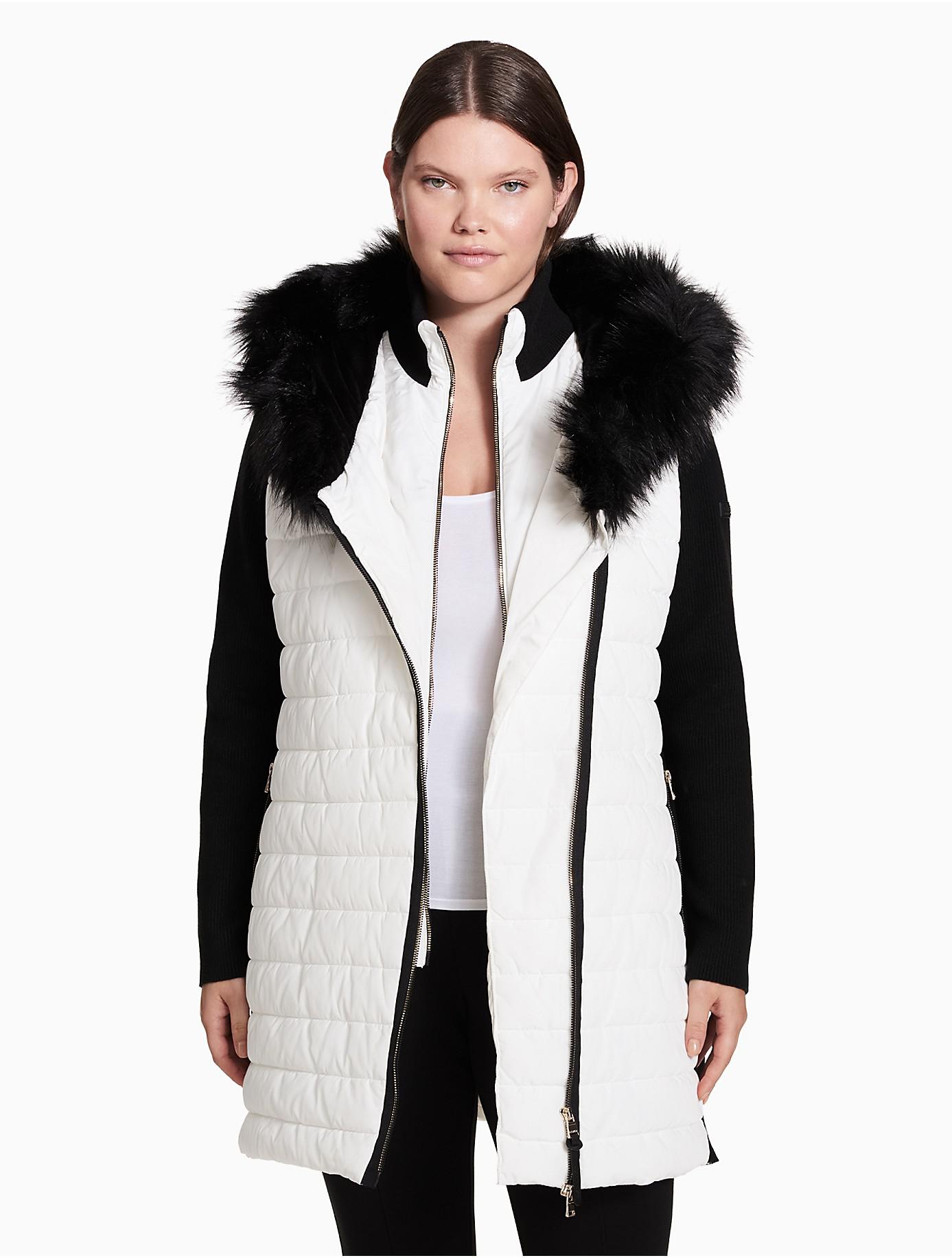calvin klein performance plus size asymmetrical puffer jacket