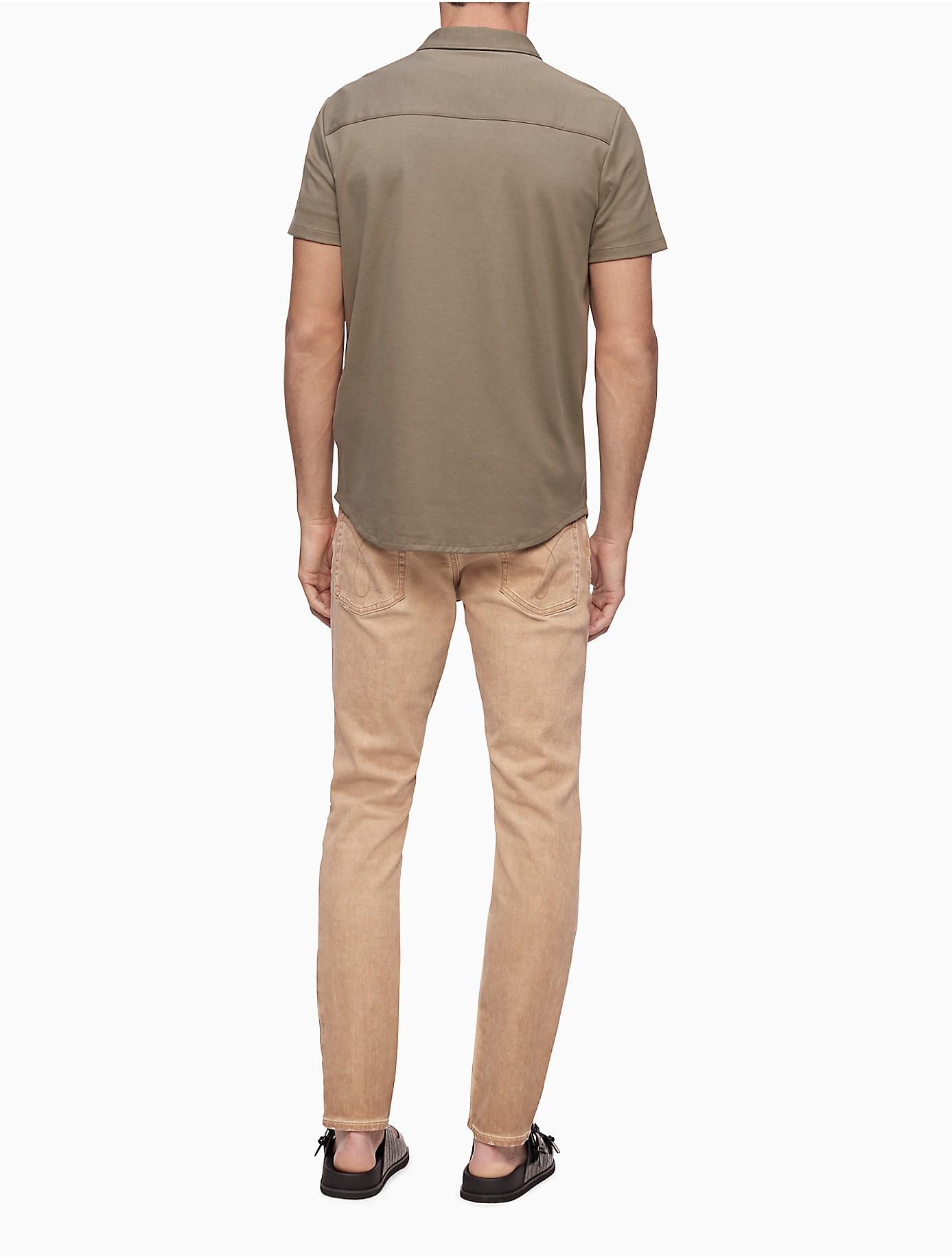 Calvin Klein Short Sleeve Liquid Touch Polo Button Down Shirt for Men