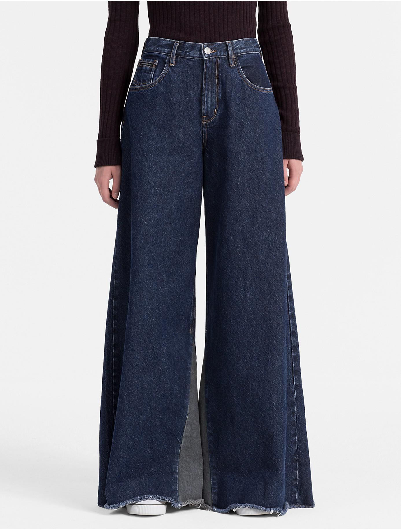 Calvin Klein Denim Extreme Wide Leg High Rise Jeans in Dark Stone (Blue