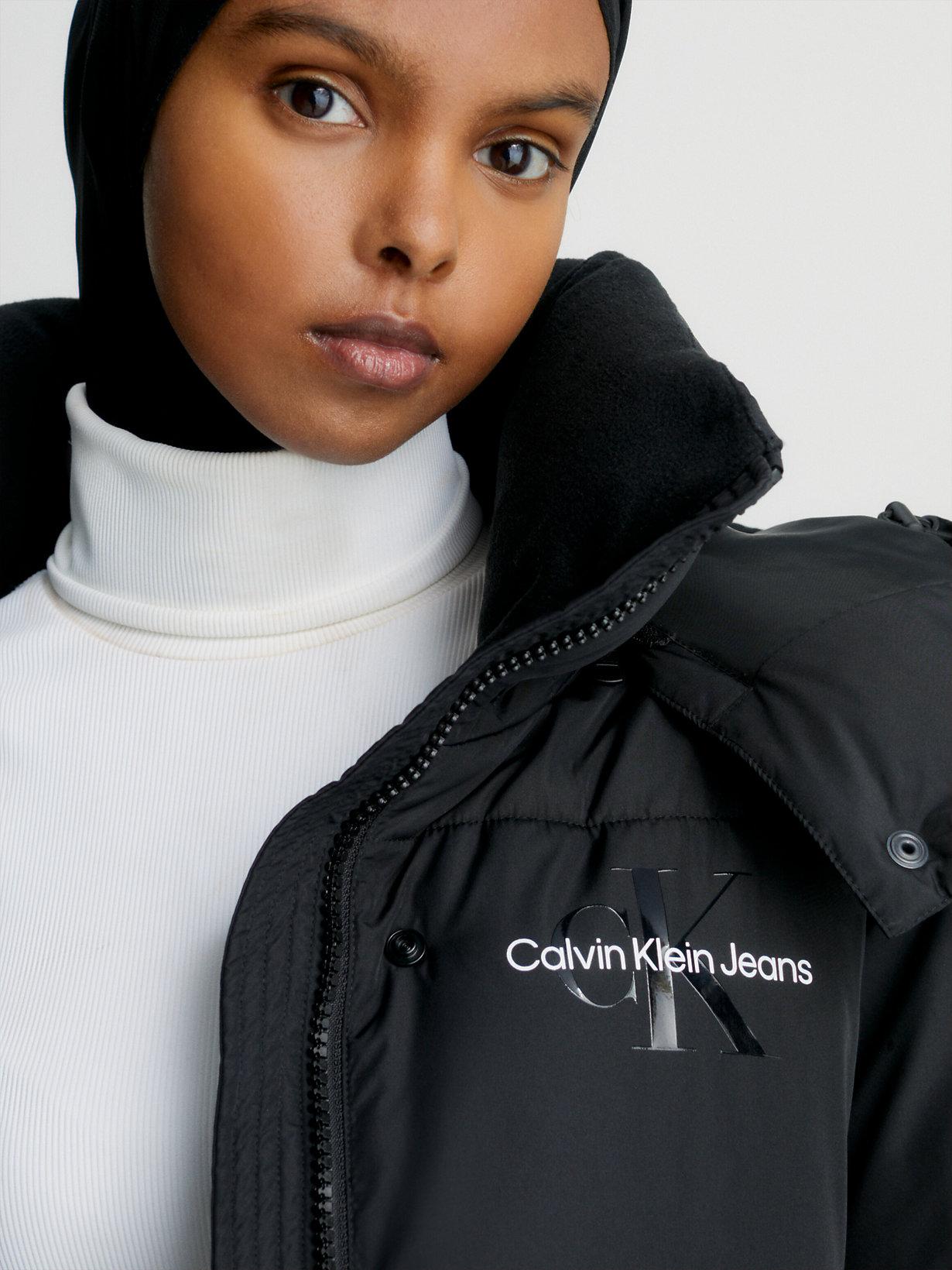 Calvin Klein Oversized Hooded Long Puffer Coat in Black | Lyst UK