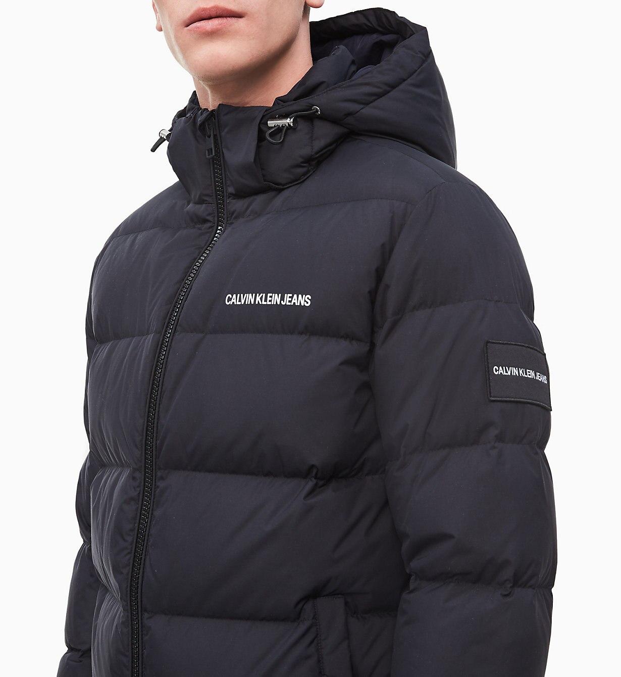 Calvin Klein Synthetic Hooded Down Puffer Jacket in Black for Men - Lyst
