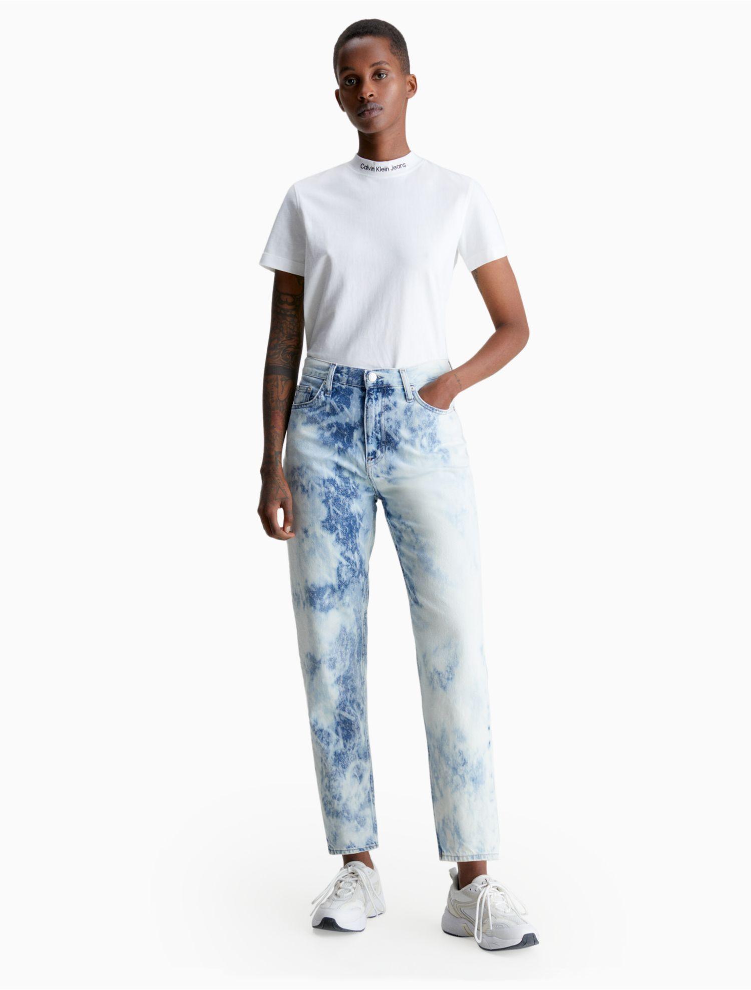 Calvin Klein Bleached Ankle Length Mom Jeans in Blue | Lyst
