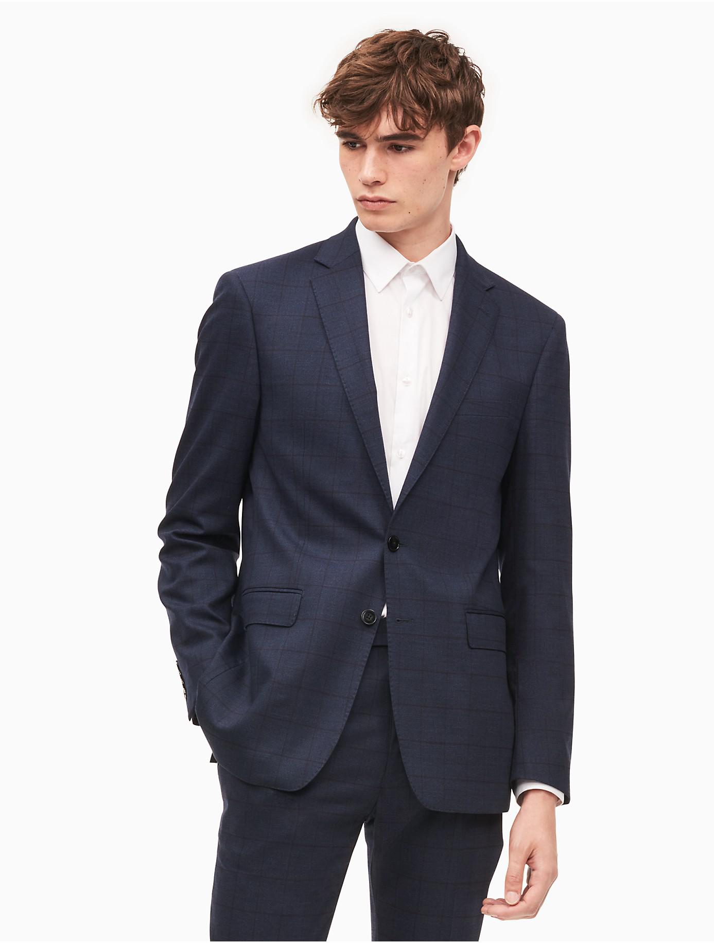Calvin Klein Wool X-fit Ultra Slim Fit Blue Windowpane Suit for Men | Lyst