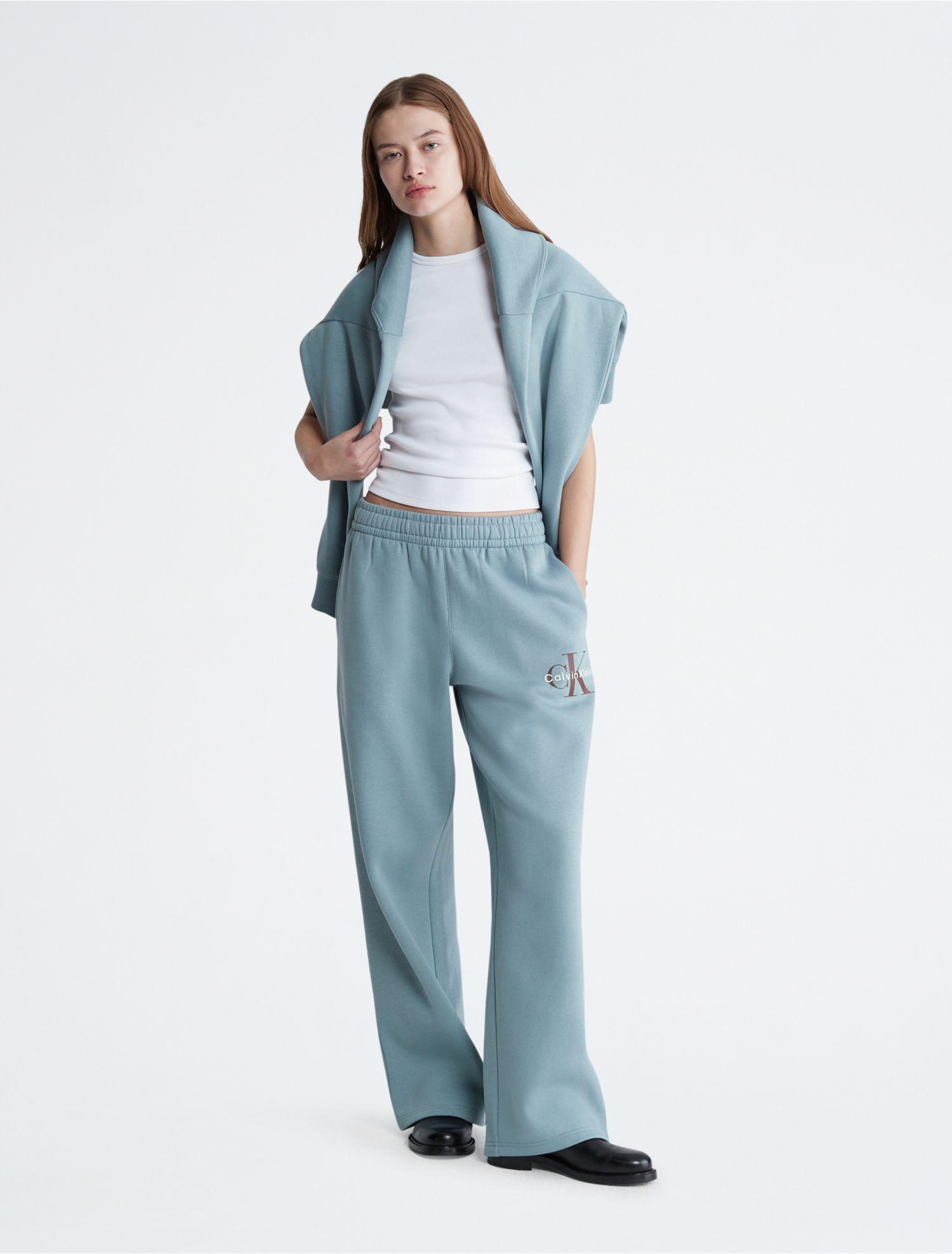 Calvin Klein Monogram Leg Sweatpants Logo Wide | in Blue Lyst