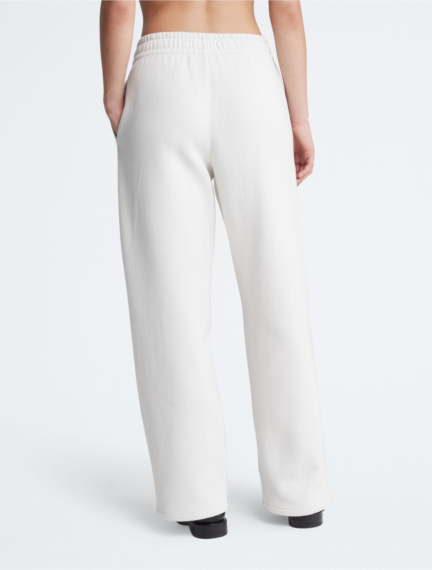 Calvin Klein Monogram Logo Wide Leg Sweatpants in White | Lyst