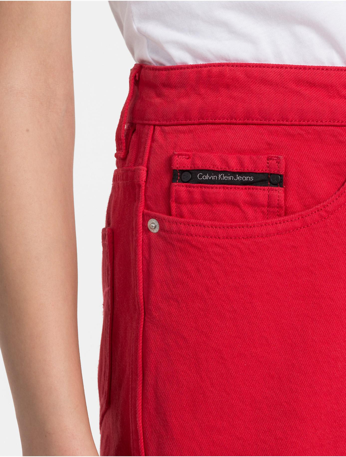 calvin klein red denim skirt