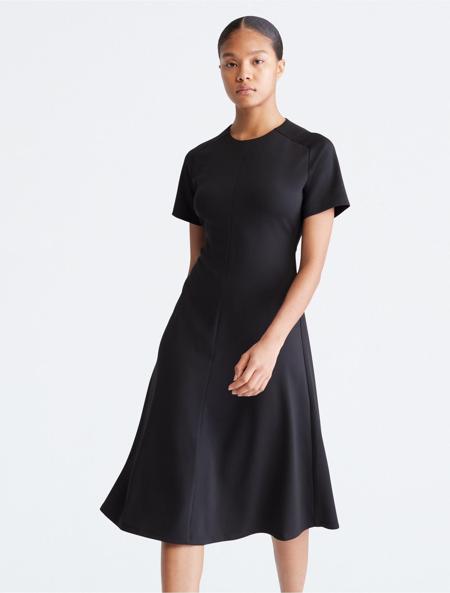 Calvin klein black fit and flare dress best sale