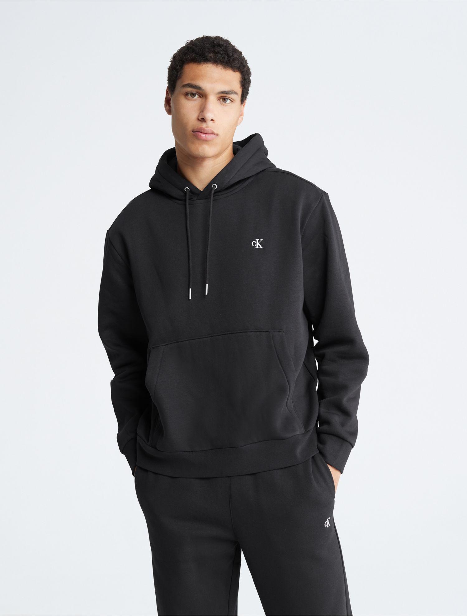 Calvin Klein Archive Logo Fleece Drawstring Hoodie in Black for Men | Lyst