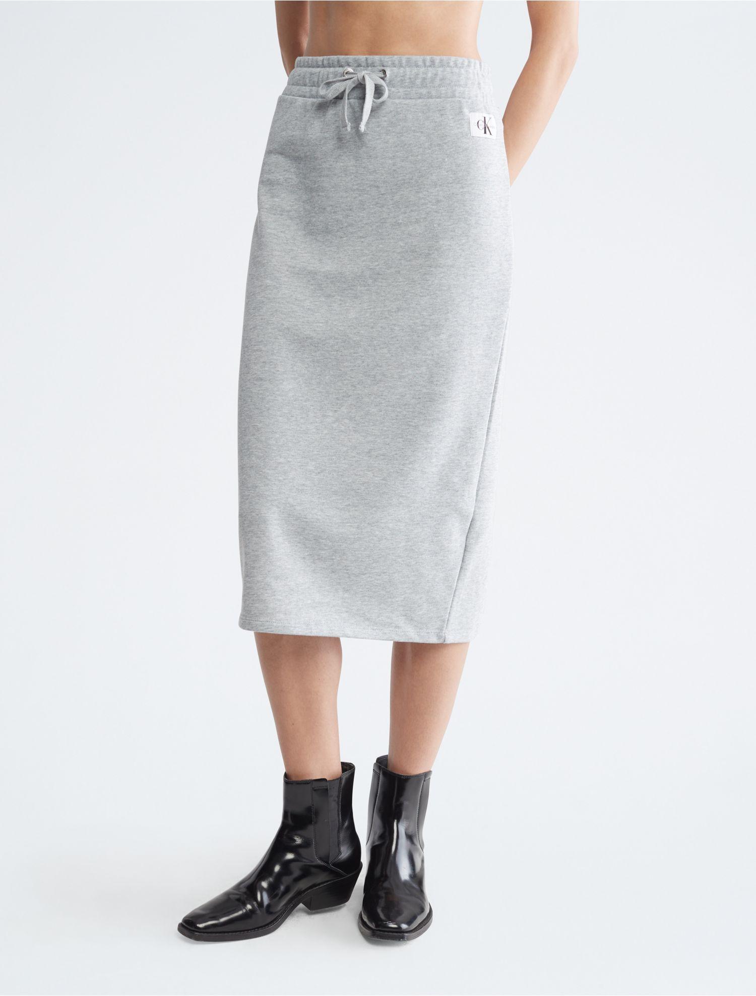Calvin Klein Drawstring Midi Skirt in Gray | Lyst