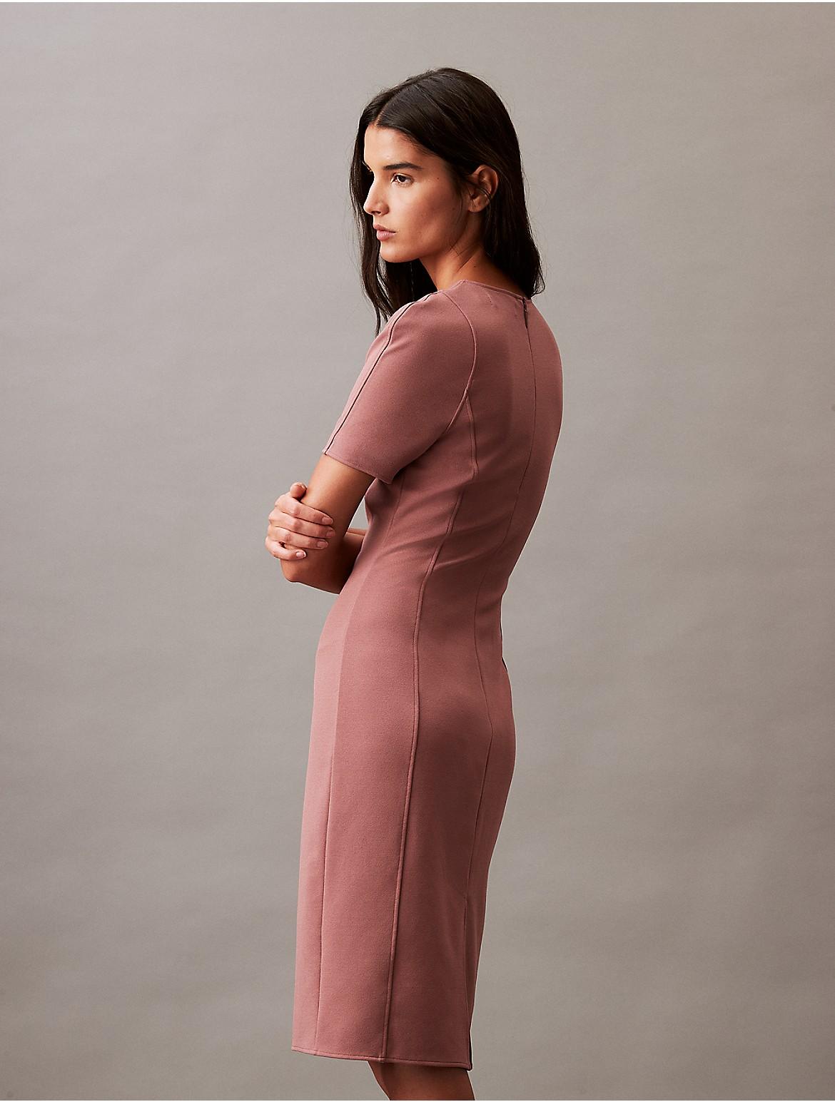 calvin klein compact stretch crepe midi dress Calvin Klein Compact Stretch Crepe Shift Dress in Pink
